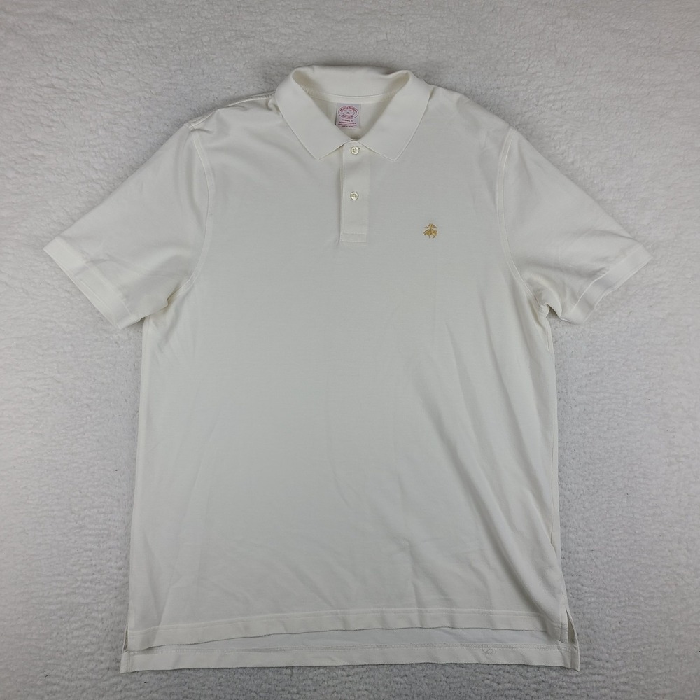 Brooks Brothers Polo Shirt Mens XL White Ivory Original Fit Performance Supima *